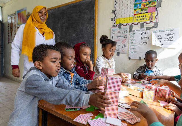 Children learning through play in a classroom